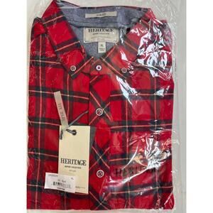 Report Collection Men's Plaid Flannel Slim Fit Sport Shirt Red Size XL NWT